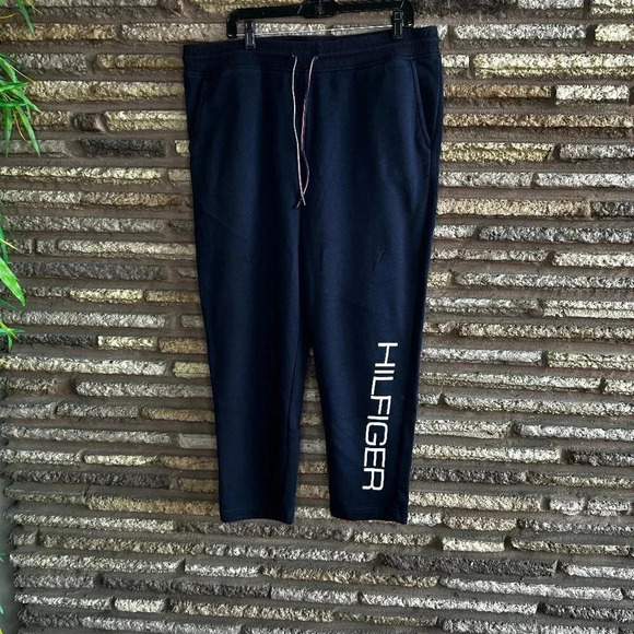 Tommy Hilfiger Men's Blue Spellout Drawstring Sweatpants Loungewear - Picture 1 of 6